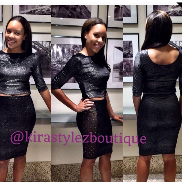 Velvet two piece set- extra stretch skirt set - Picture 2 of 2